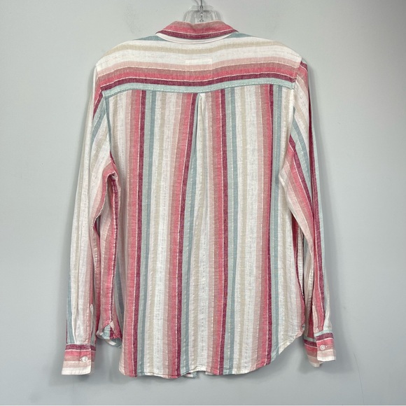 Rails Charli Button Down Top Tropic Metallic Stripe Linen Blouse Top Revolve M - Picture 9 of 16